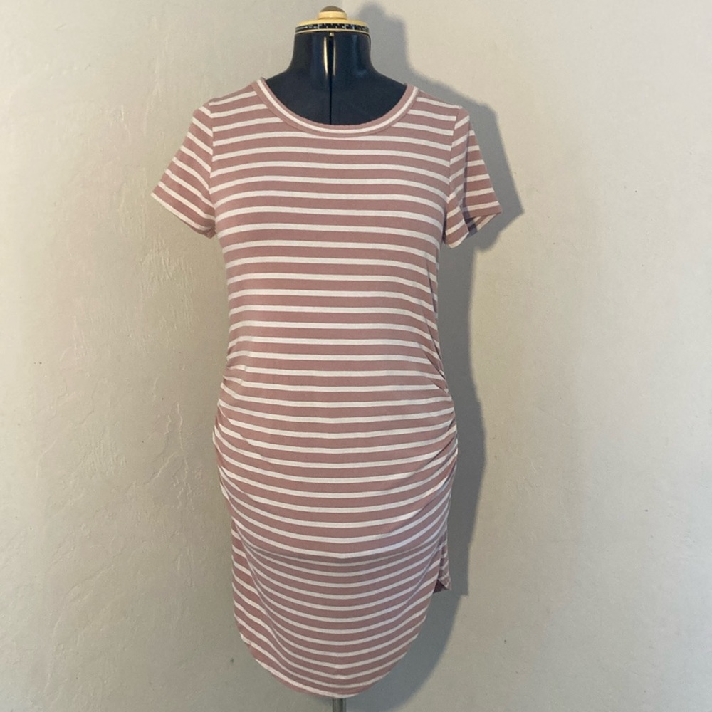 Striped Pink Maternity Dress